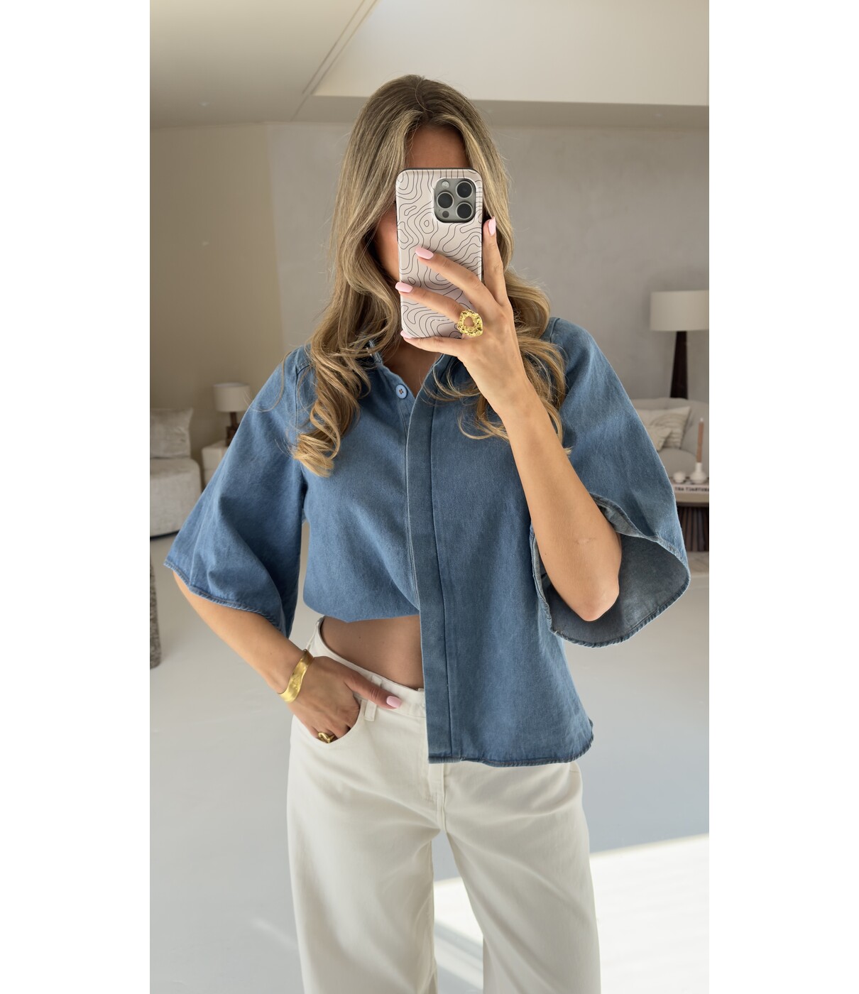 Blouse denim blauw | Noortje