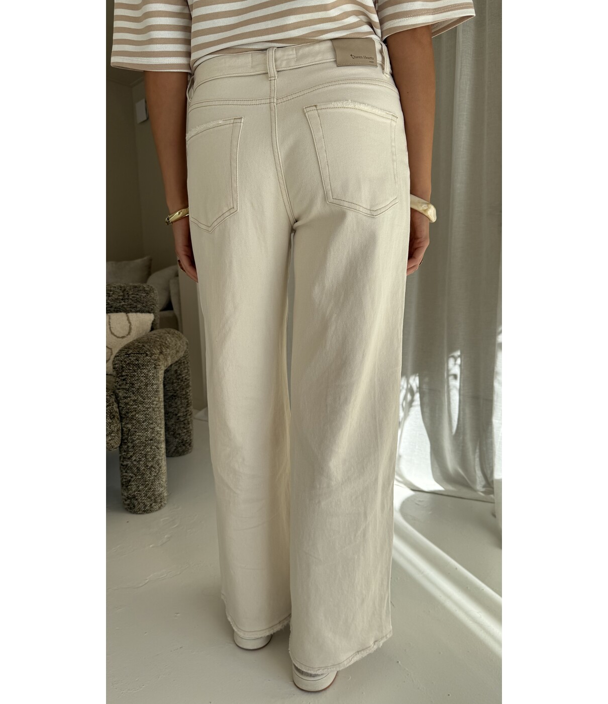 Jeans wide leg beige | Jolijn