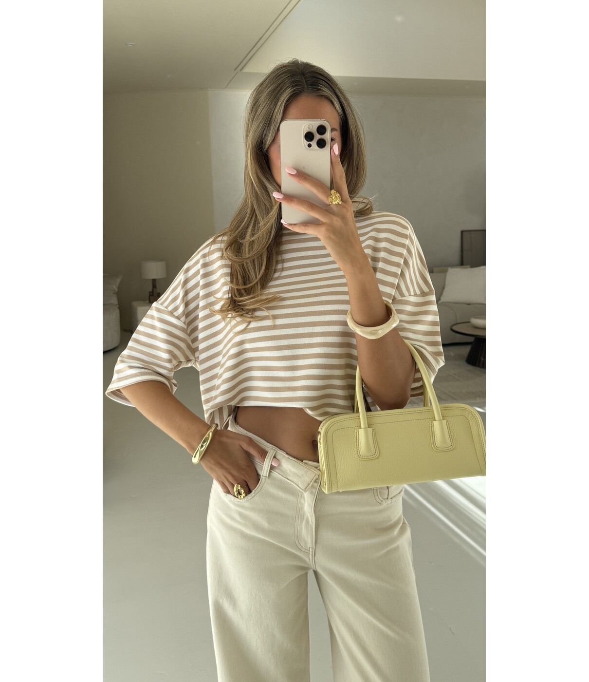 Top gestreept beige | Bambi
