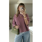 Top gestreept bordeaux/roze | Bambi