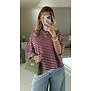 Top gestreept bordeaux/roze | Bambi