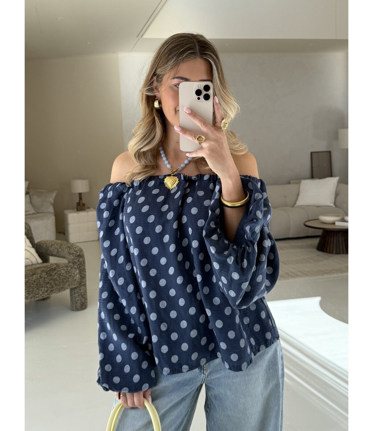 Top blauw polkadot | Karin