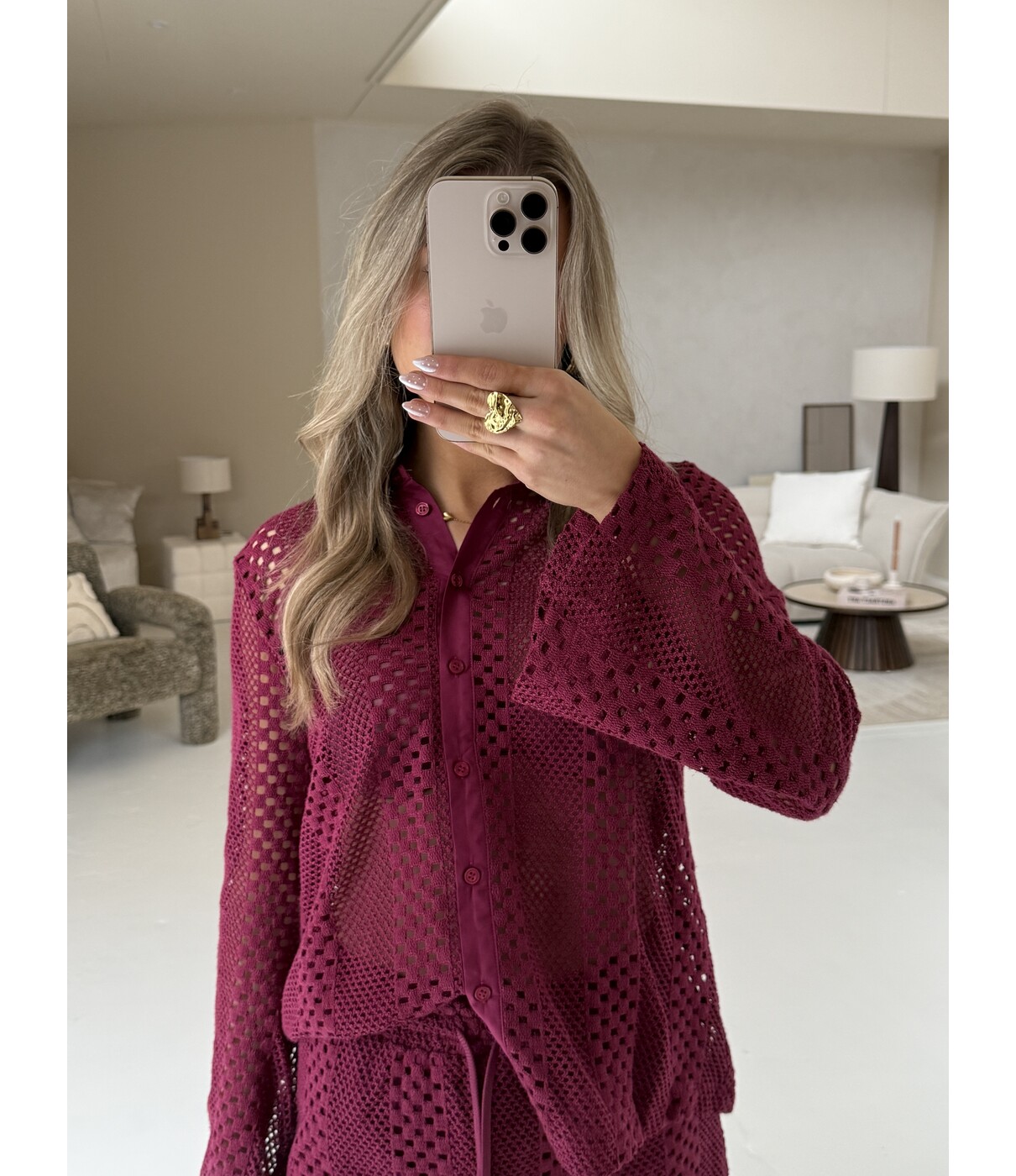 Colourful Rebel Colourful Rebel Lexi crochet blouse | deep burgundy