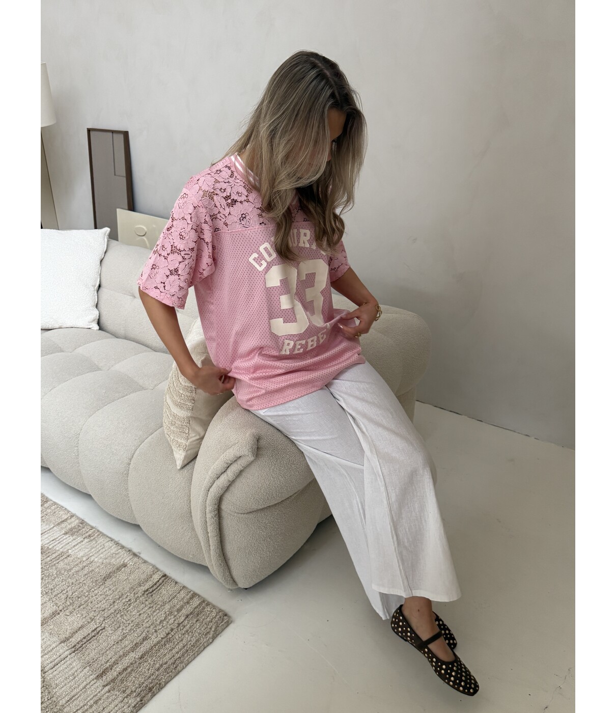 Colourful Rebel Colourful Rebel Tayla 33 football t-shirt | light pink