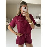 Colourful Rebel Miggy cropped blouse | deep burgundy