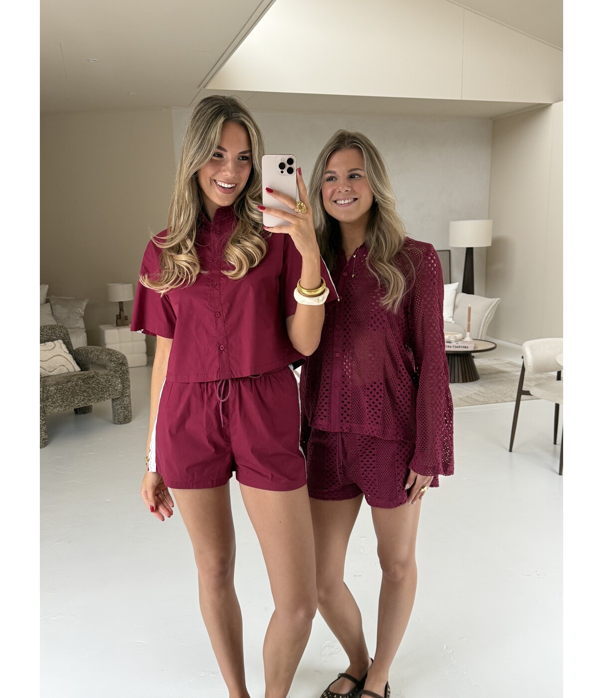Colourful Rebel Colourful Rebel Miggy cropped blouse | deep burgundy