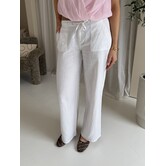 Gina Tricot Mid waist linen blend trousers | white