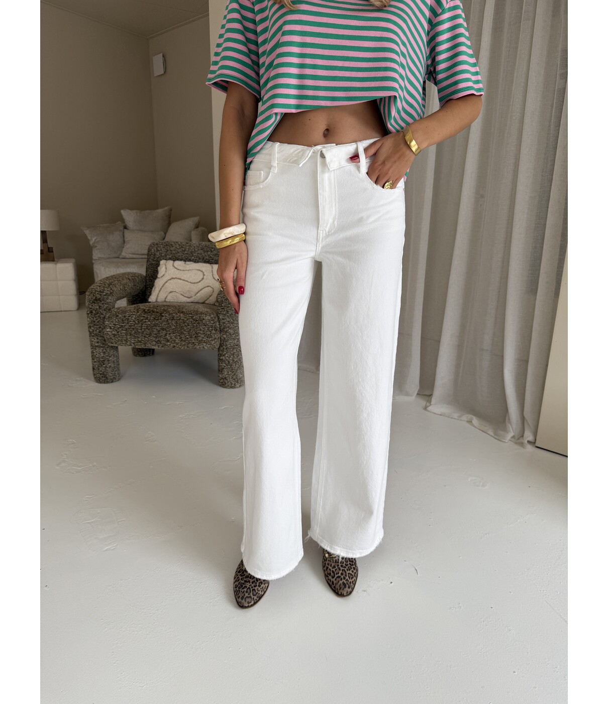 Jeans wide leg wit | Jolijn