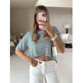 Top gestreept groen/roze | Jetske