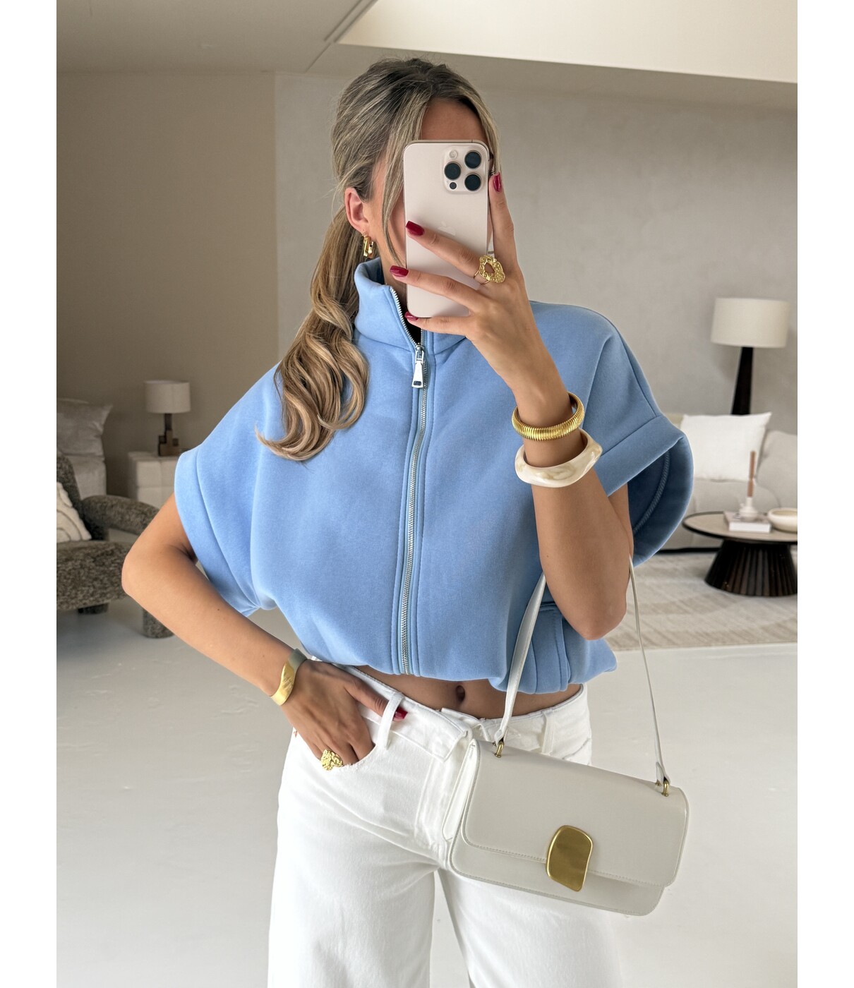 Zip top lichtblauw | Daphne
