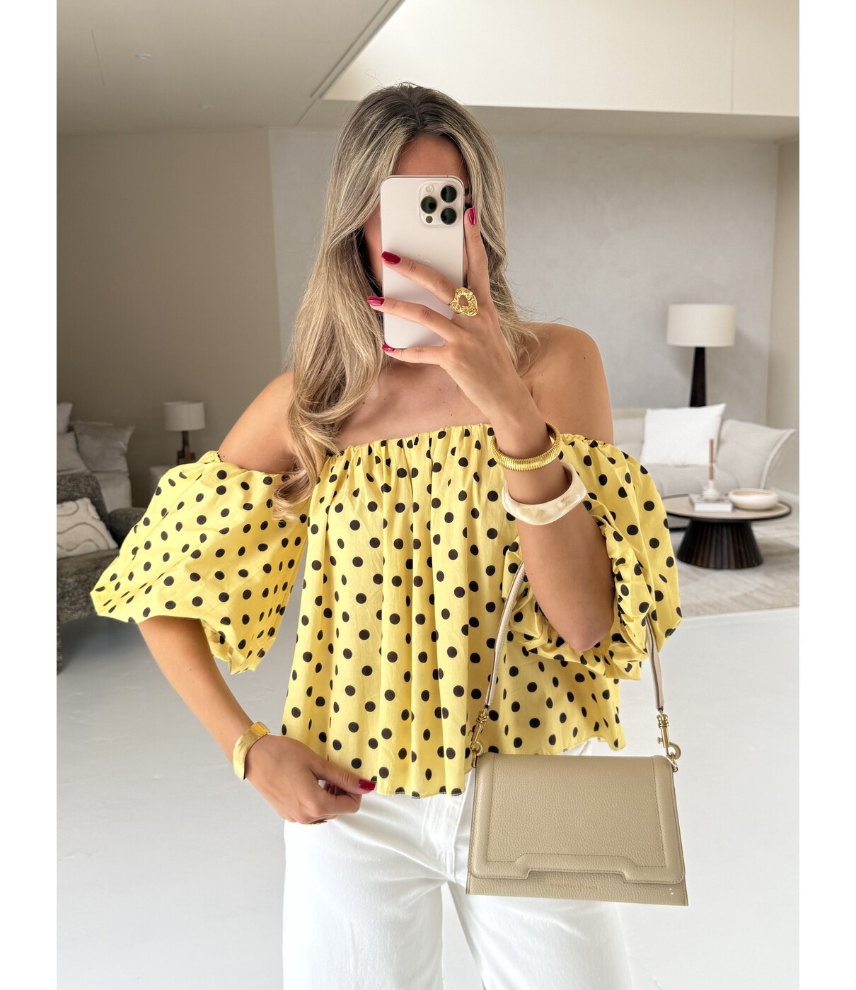 Top geel polkadot | Emmy