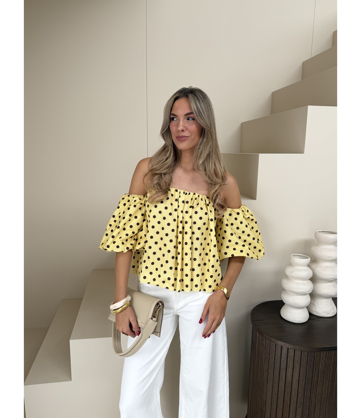Top geel polkadot | Emmy