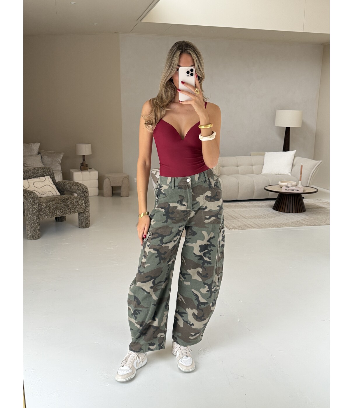 Jeans balloon camo groen | Athena