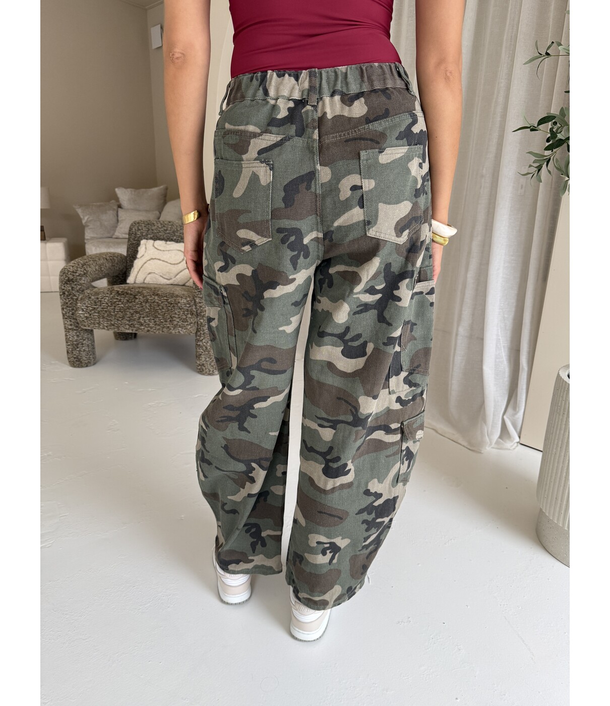 Jeans balloon camo groen | Athena