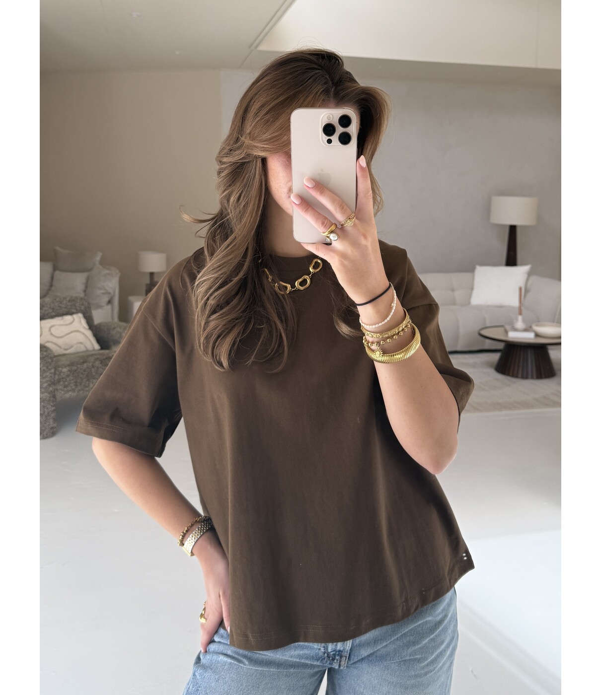T-shirt bruin | Zoey