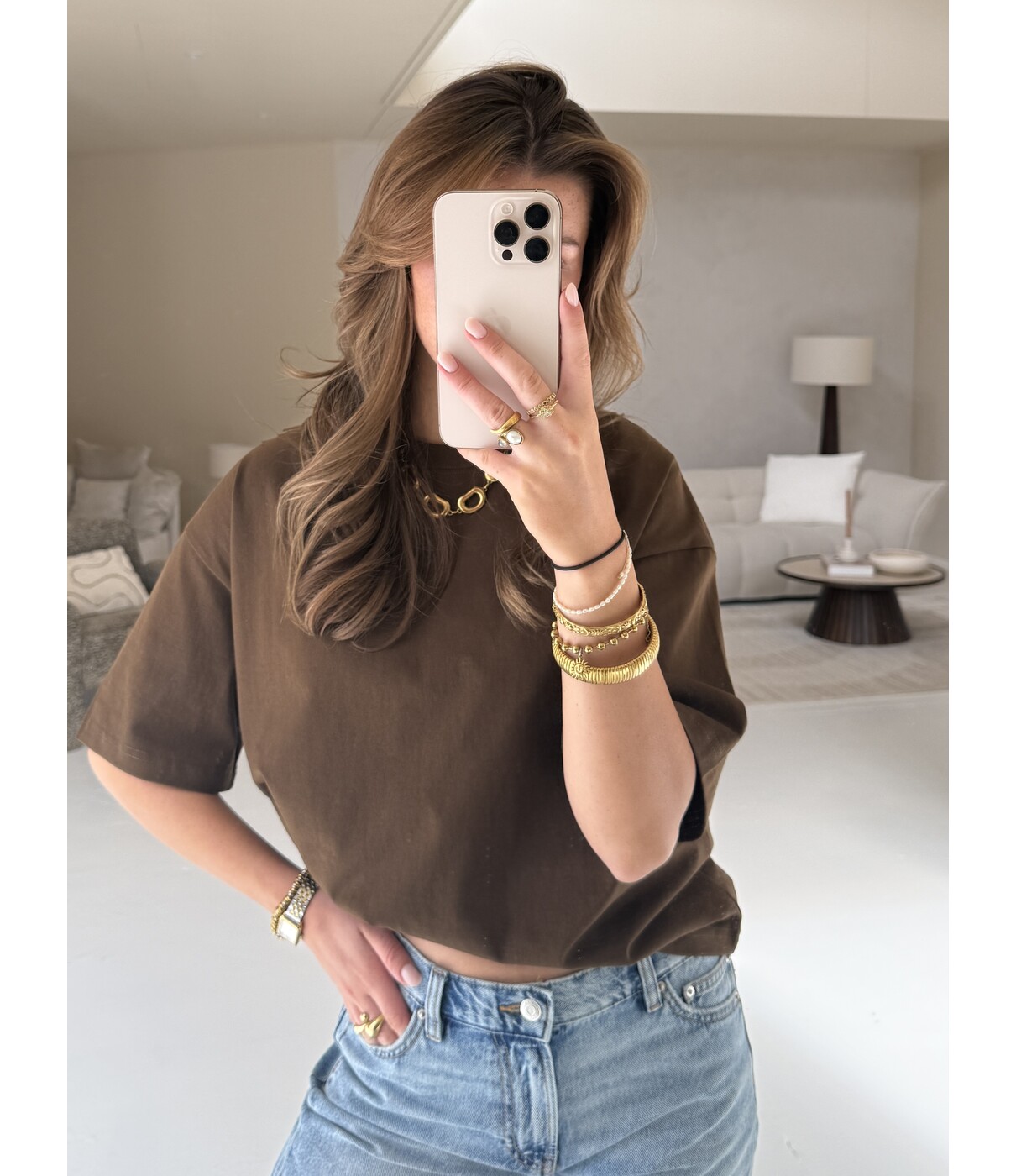 T-shirt bruin | Zoey