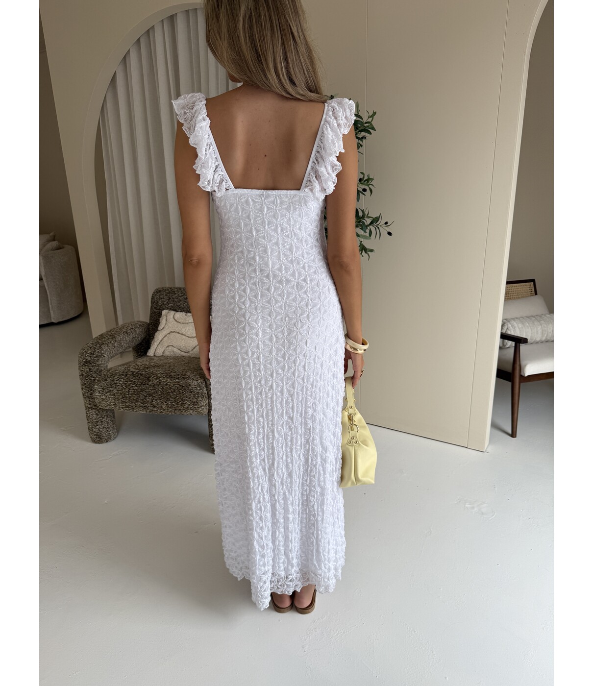 Gina Tricot Gina Tricot Frill maxi dress | off white