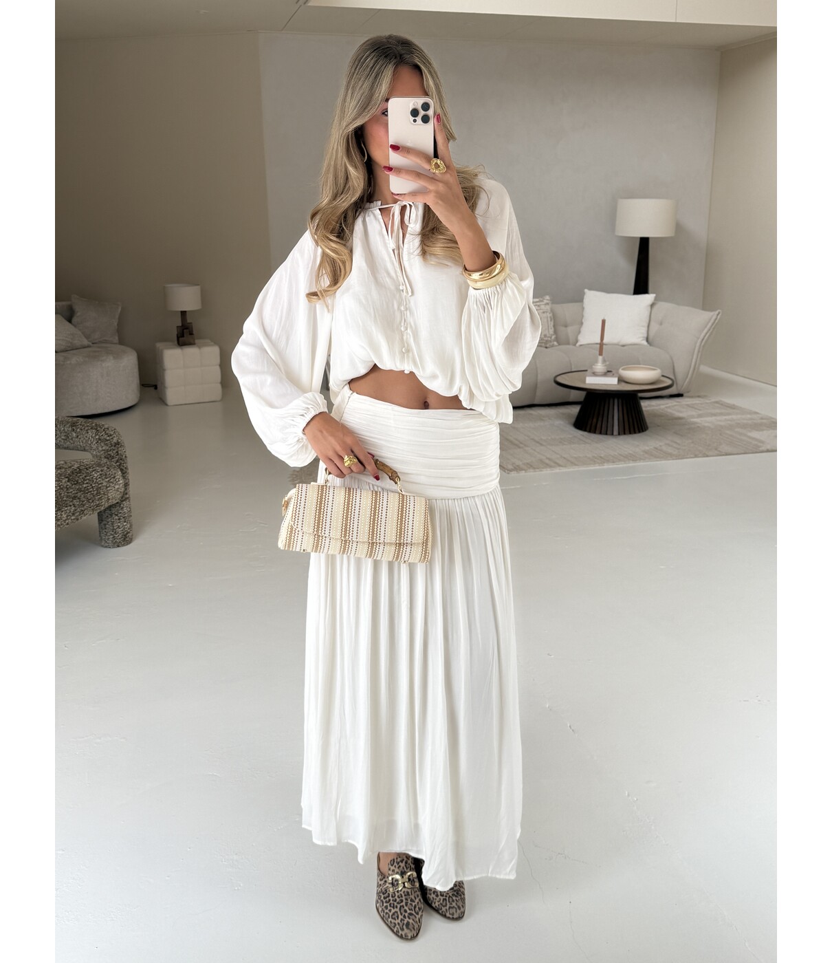 Gina Tricot Gina Tricot Dropped waist skirt | beige