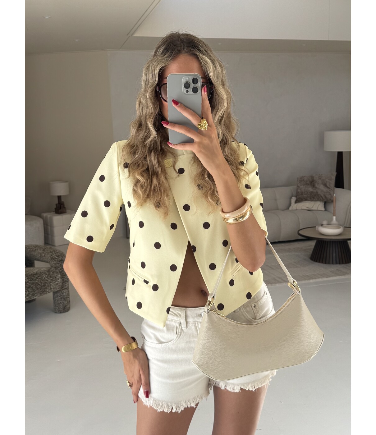 Blazer geel polkadot | Maddy