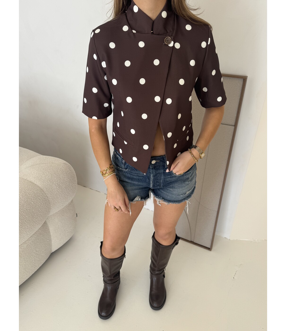 Blazer bruin polkadot | Maddy
