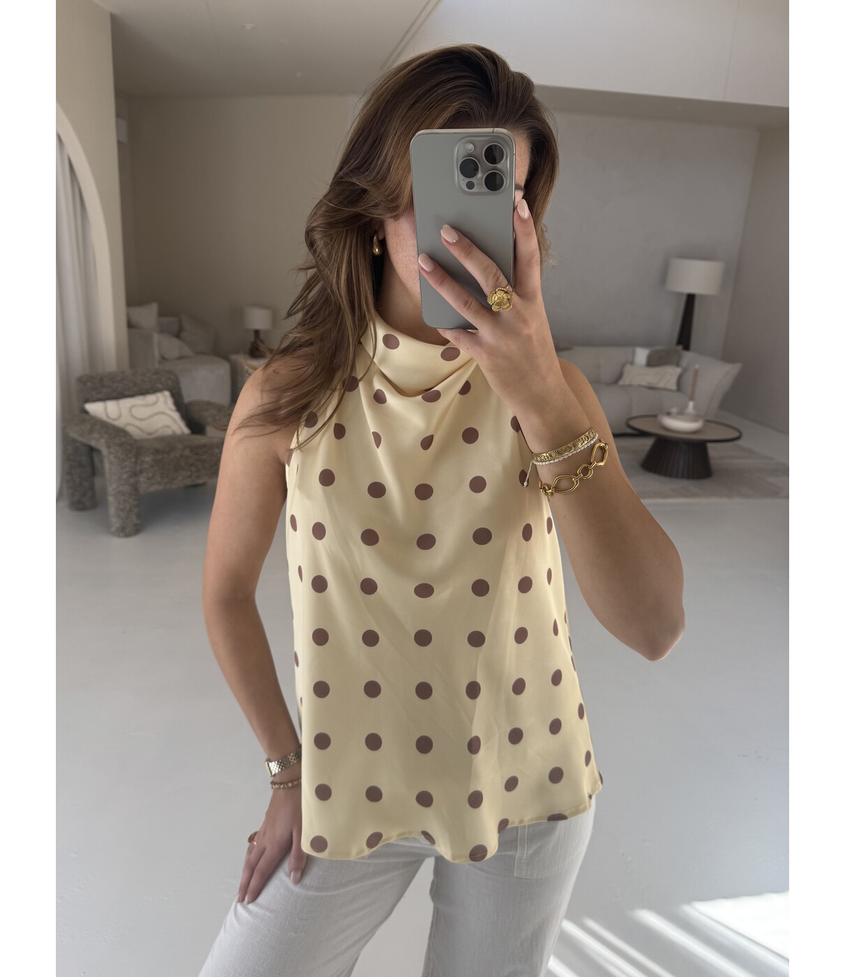 Top geel polkadot | Veerle