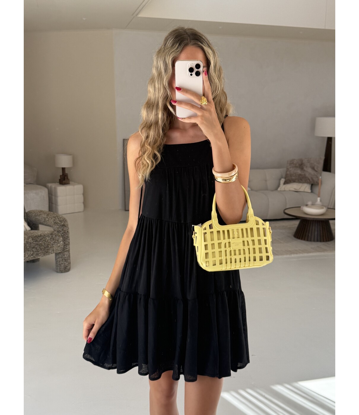 Gina Tricot Gina Tricot Flowy strap detail dress | zwart