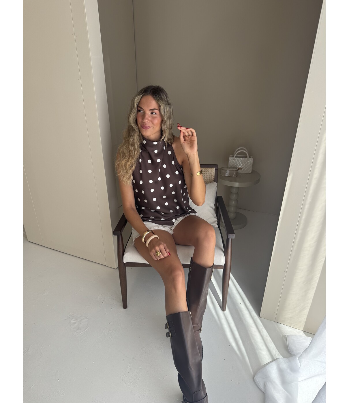 Top bruin polkadot | Veerle