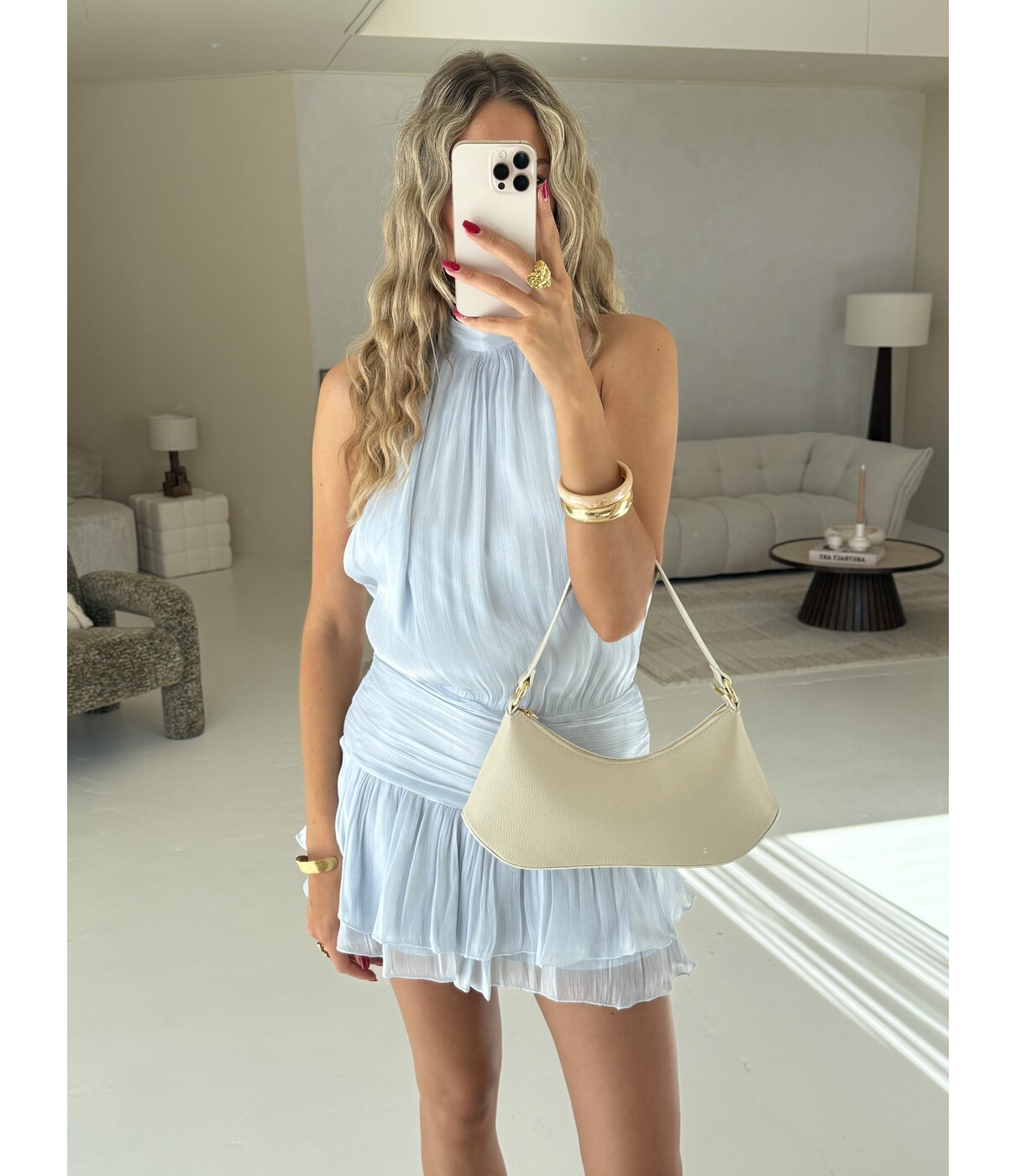 Gina Tricot Gina Tricot Halterneck mini dress | blauw