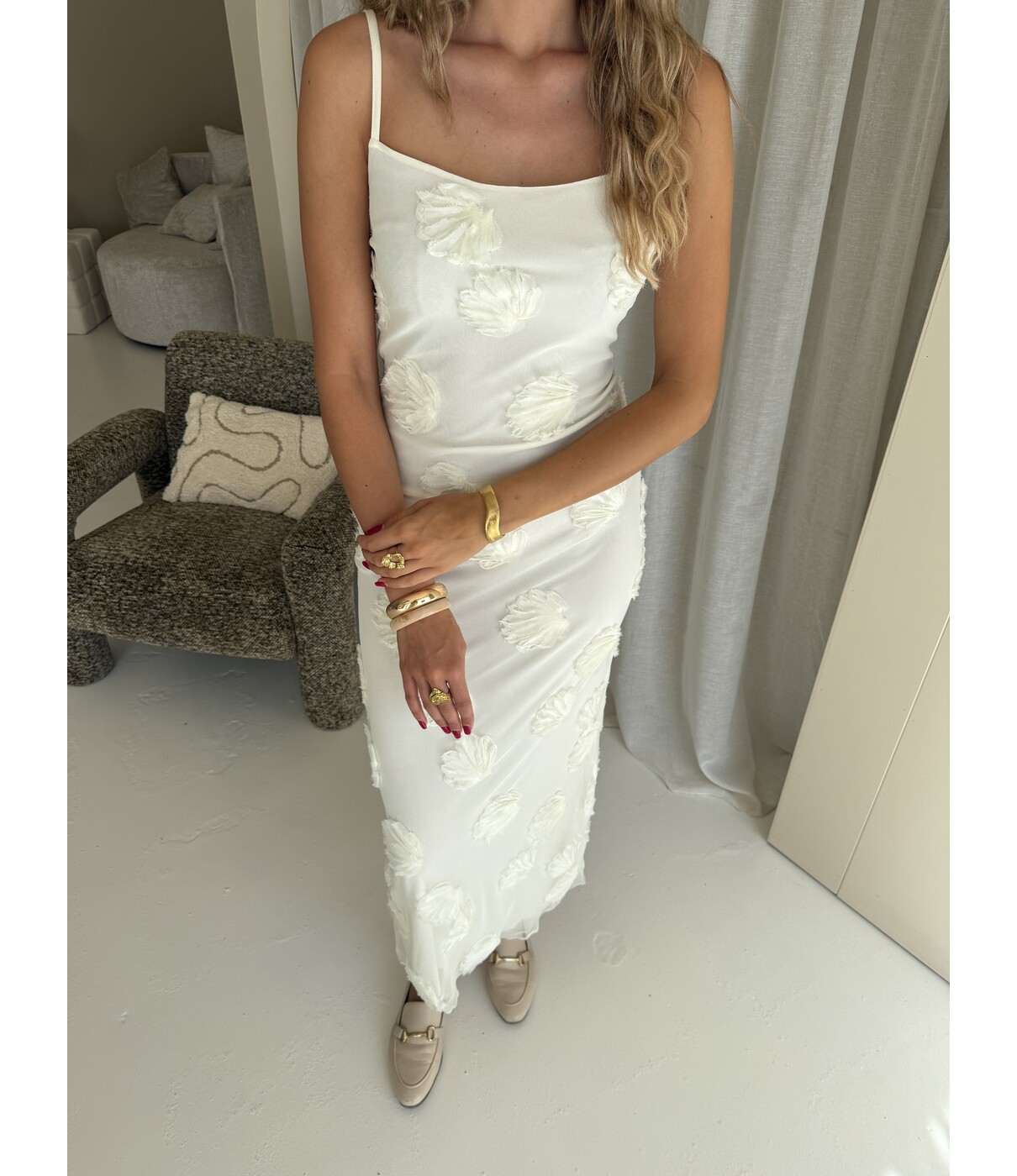 Gina Tricot Gina Tricot Embroidery maxi dress | off white