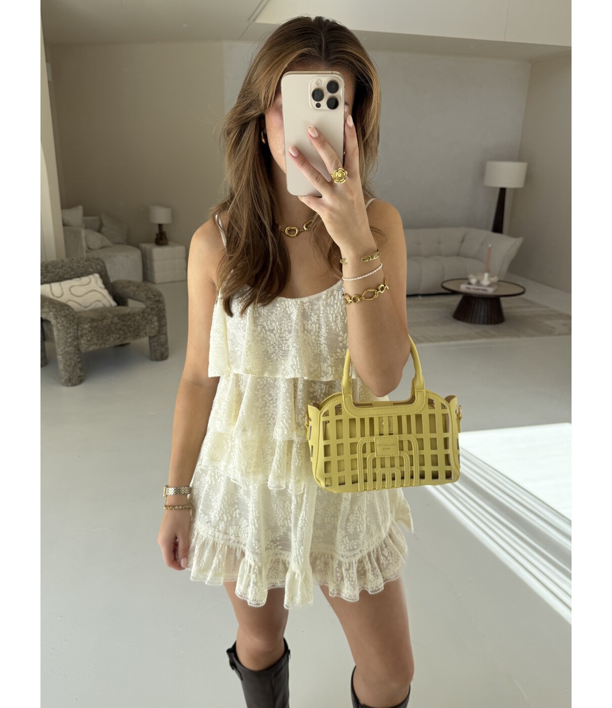 Gina Tricot Gina Tricot Lace mini skirt | beige