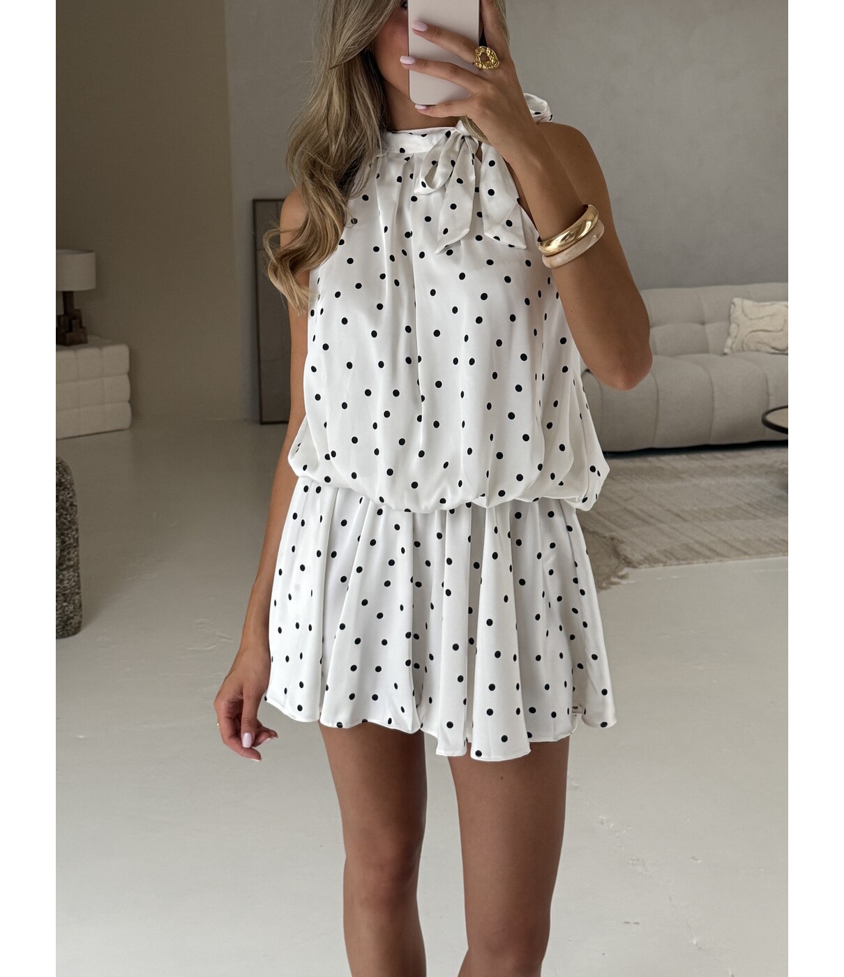Jurkje polkadot wit/zwart | Denise