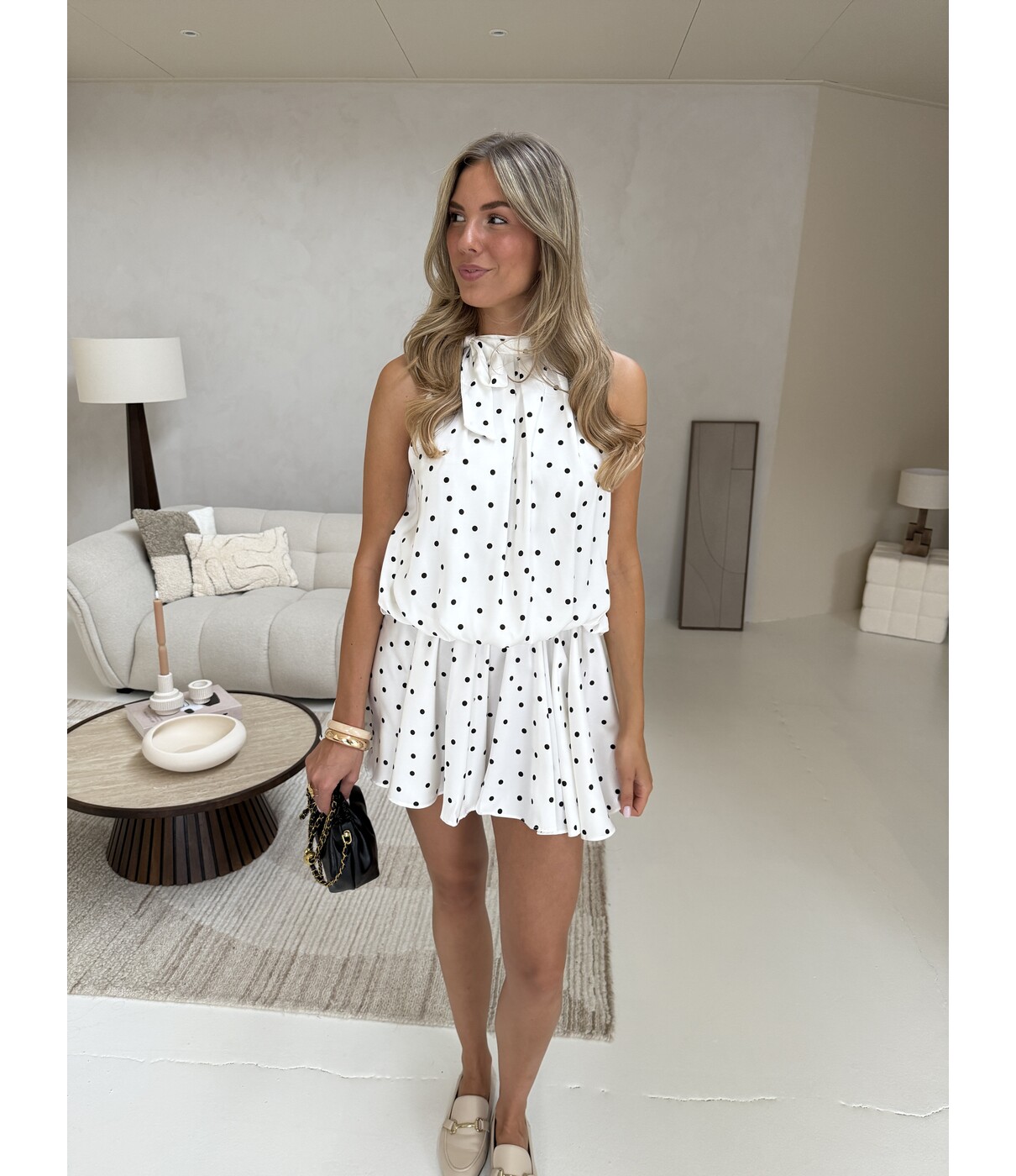 Jurkje polkadot wit/zwart | Denise