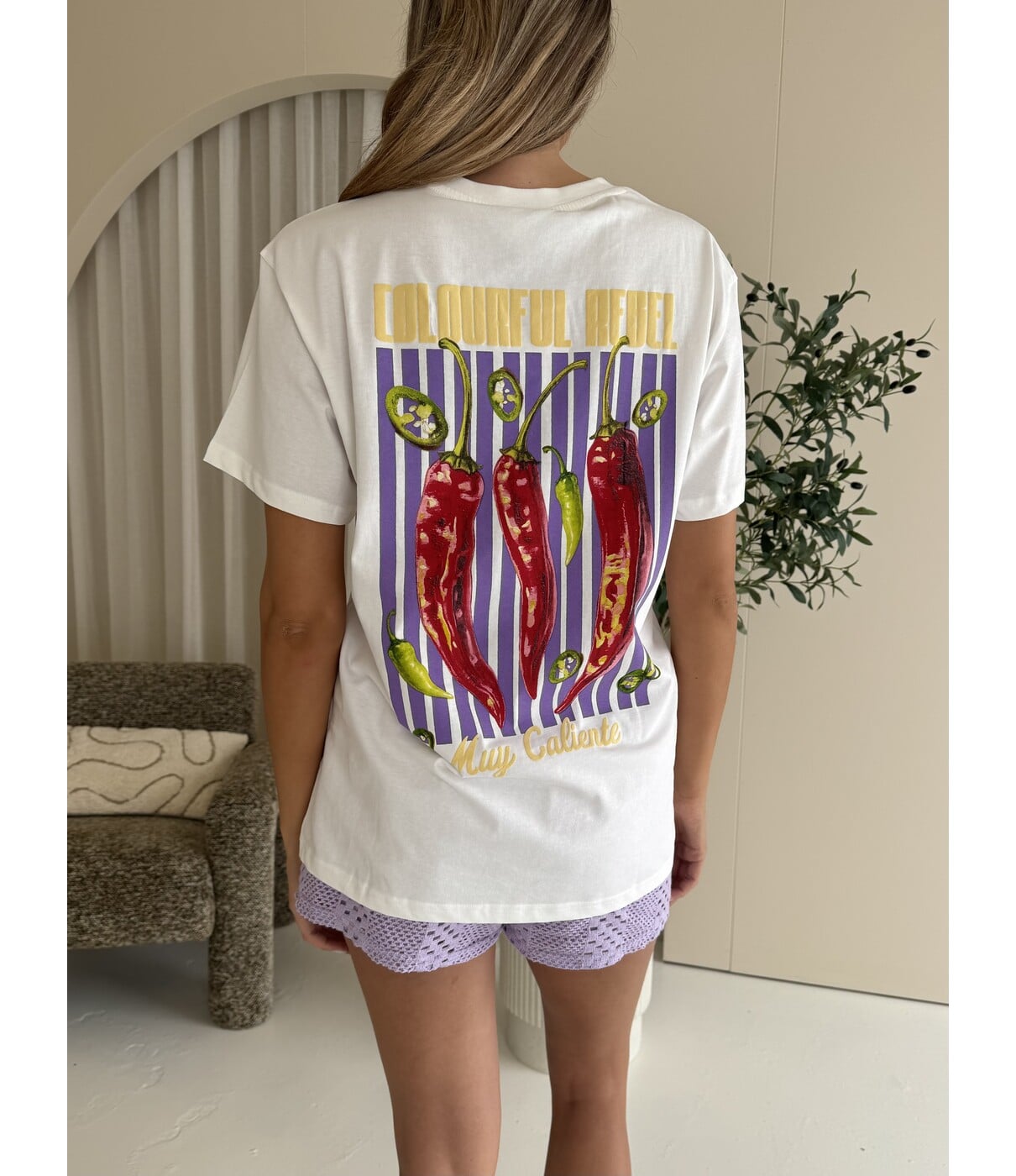 Colourful Rebel Colourful Rebel Peppers loosefit tee | wit