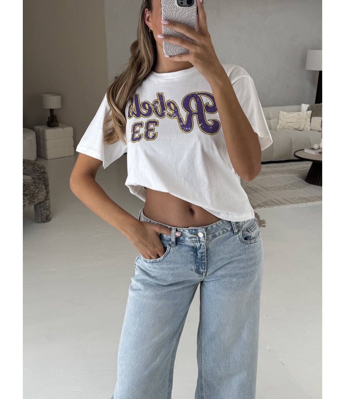 Colourful Rebel Colourful Rebel Rebels 33 cropped loosefit tee | wit