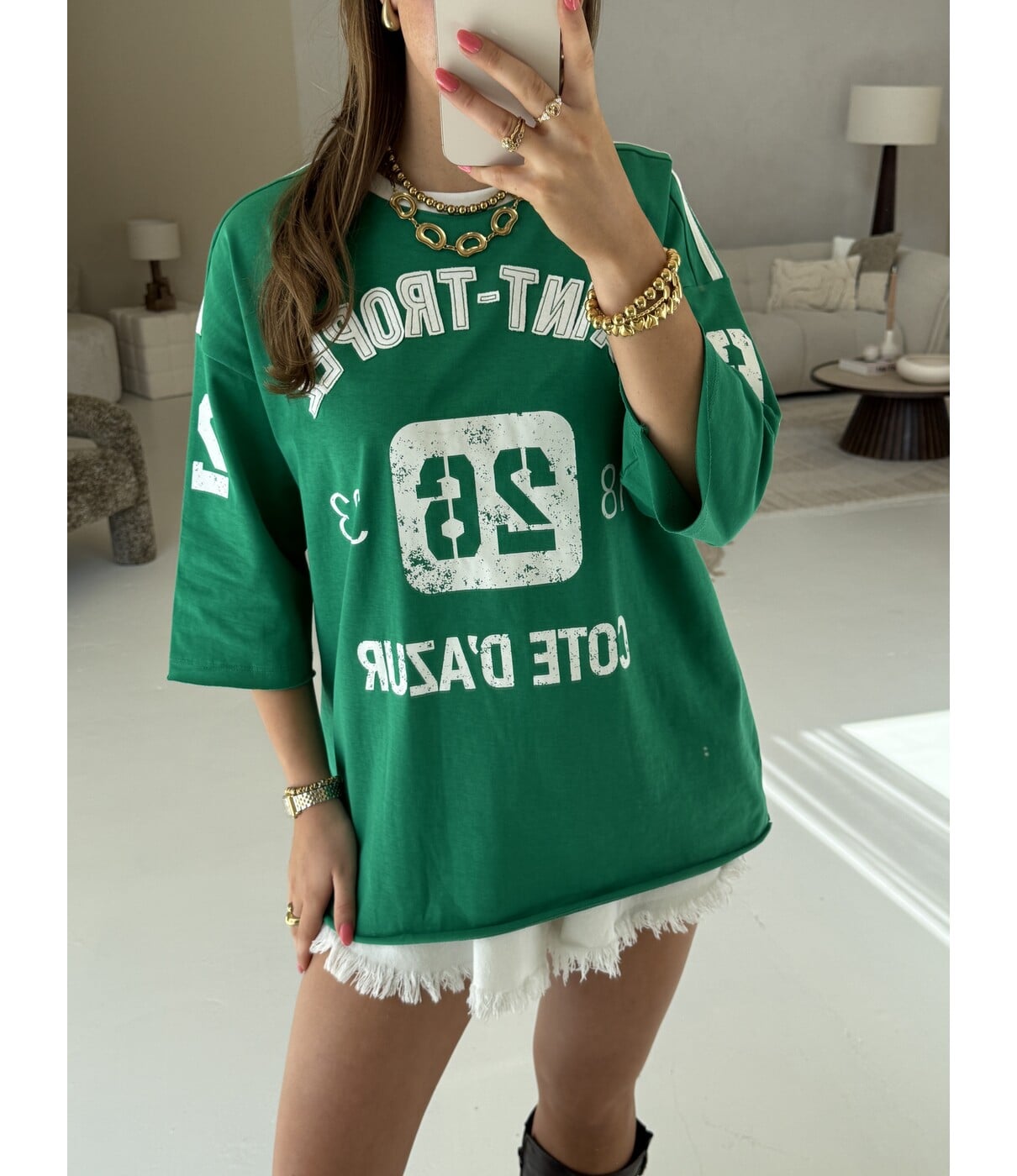 T-shirt baseball groen | Mila