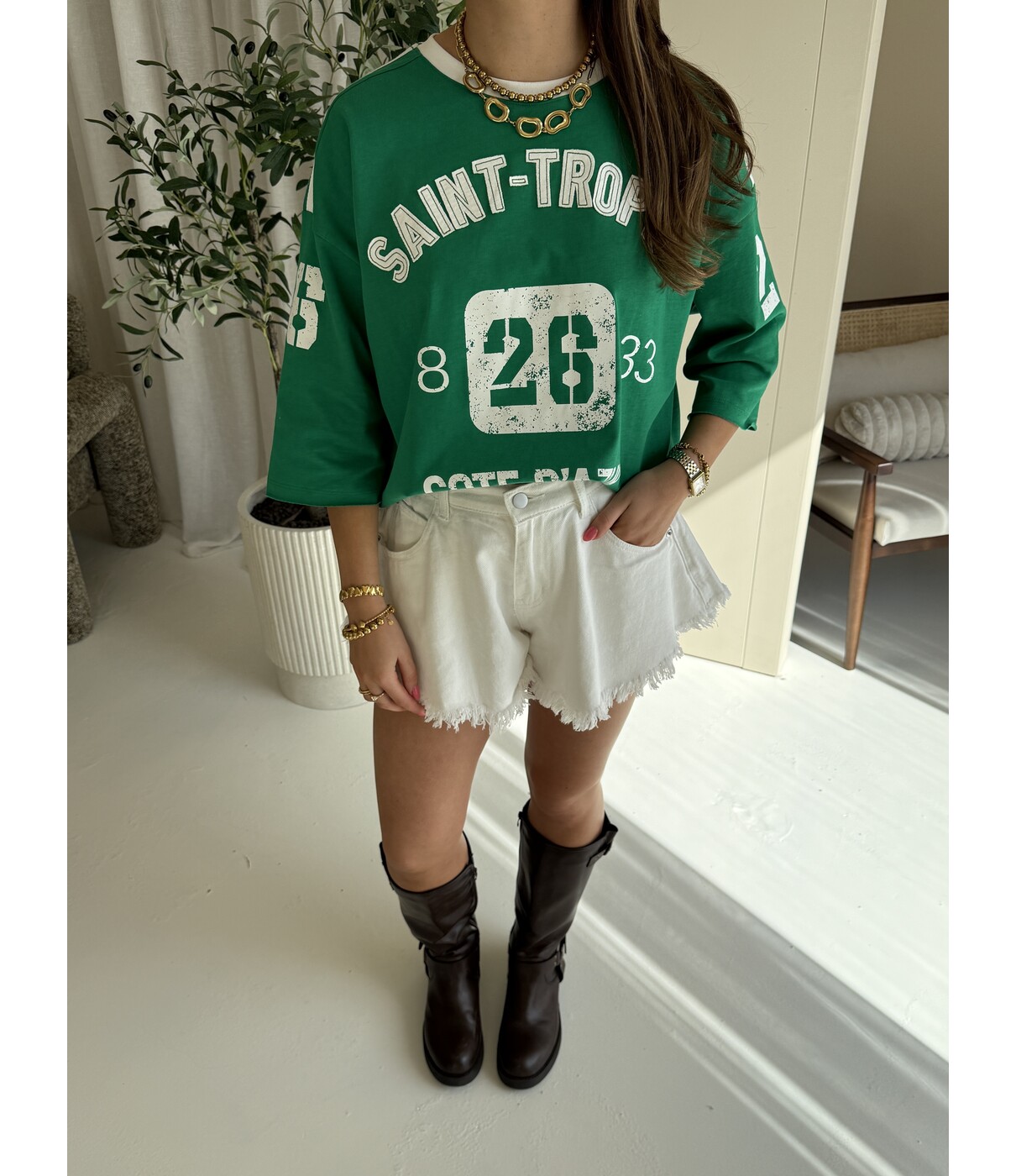 T-shirt baseball groen | Mila