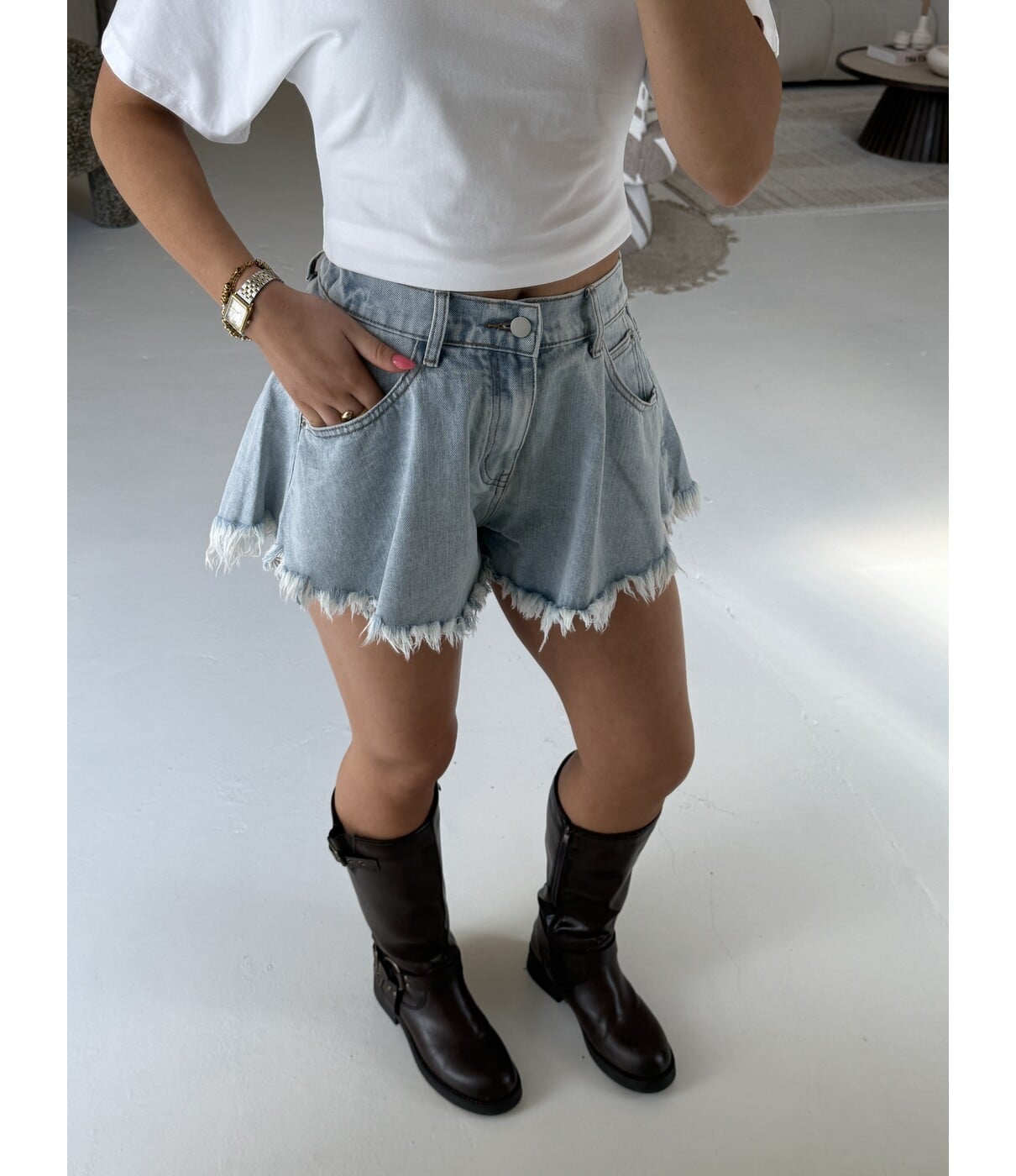 Short denim lichtblauw | Peggy