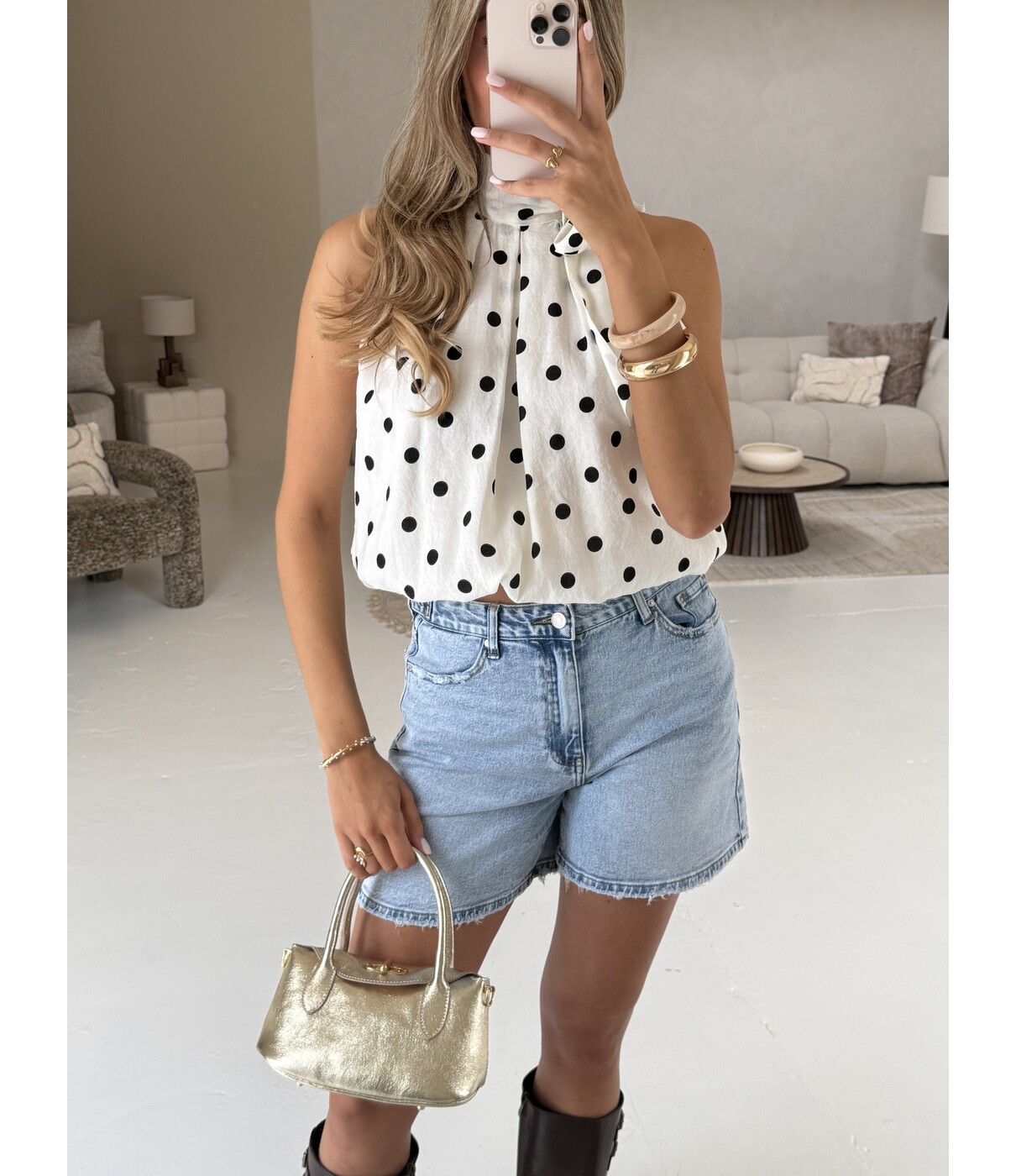 Top polkadot off white | Amy