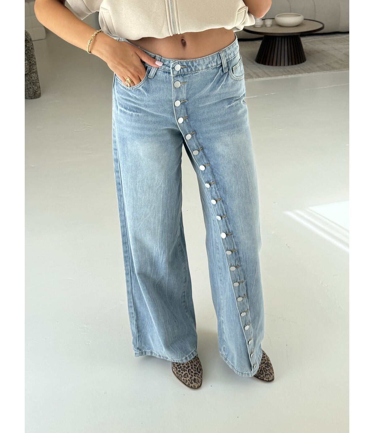 Jeans wide leg | Button