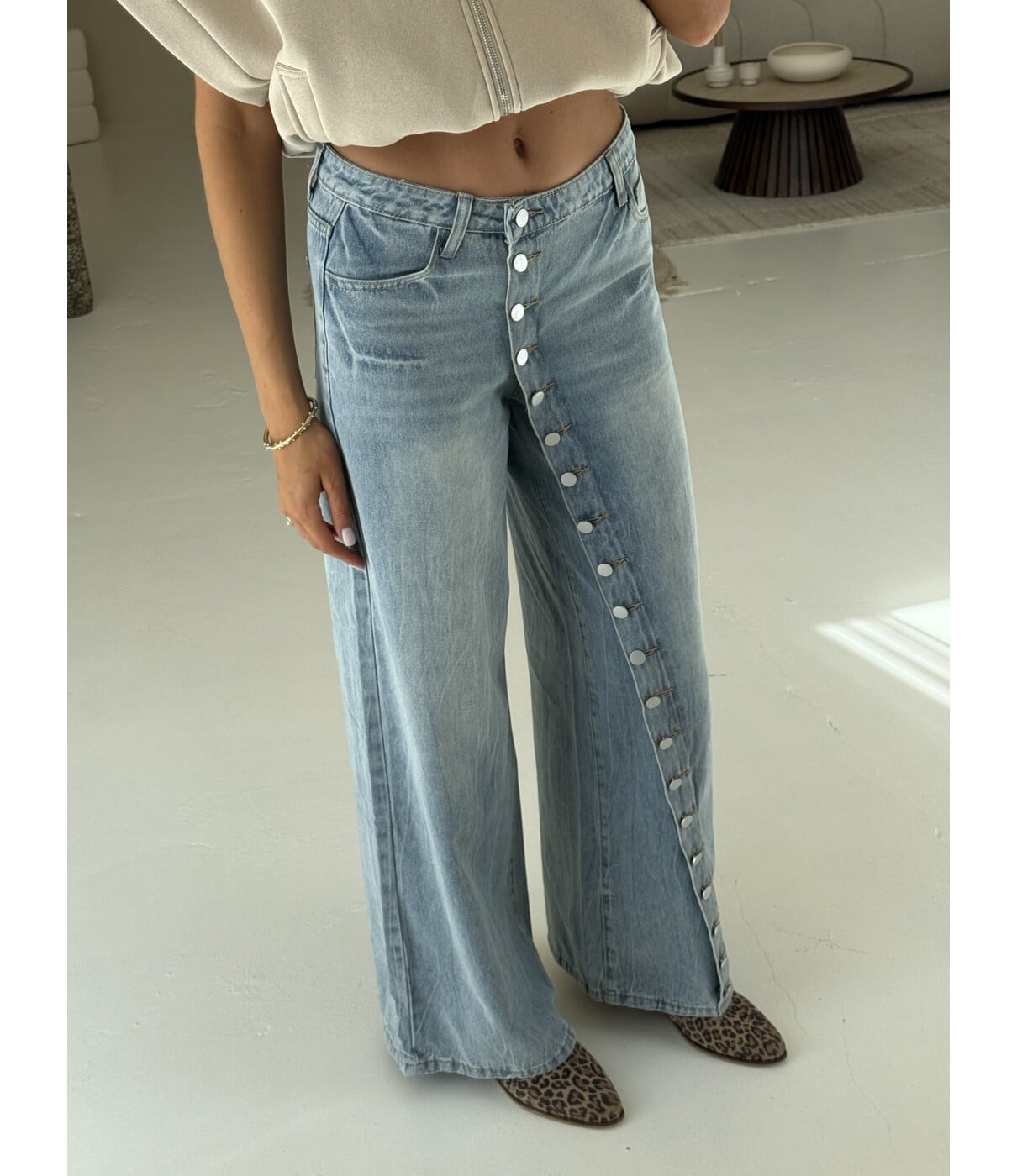 Jeans wide leg | Button