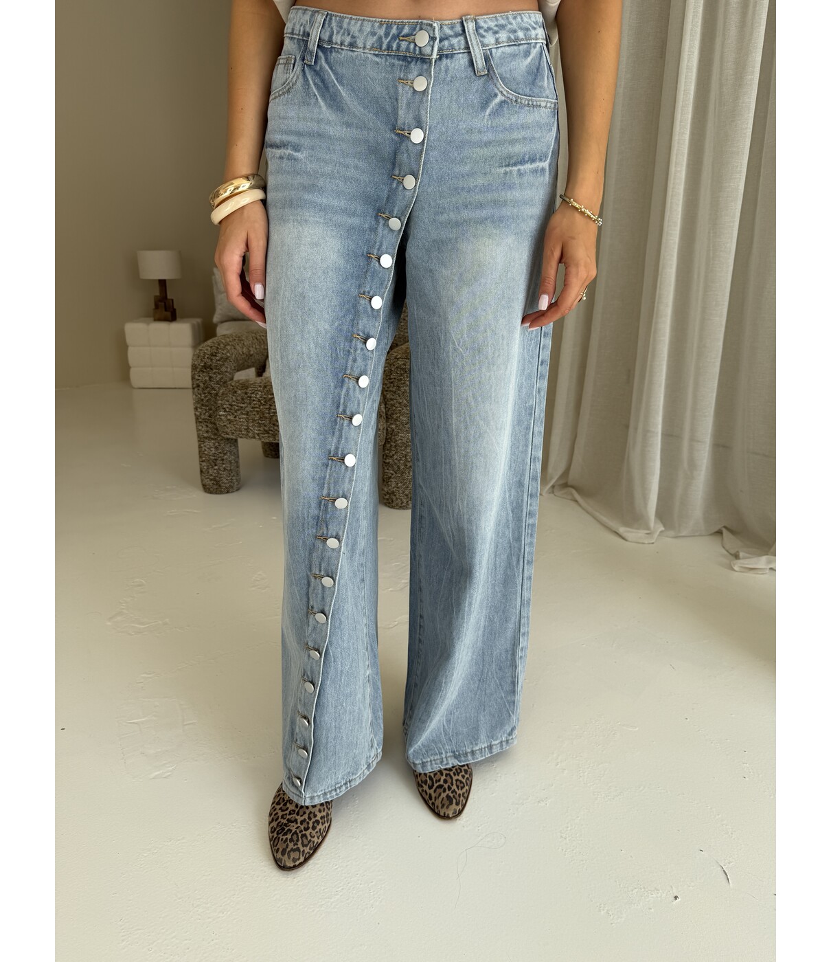 Jeans wide leg | Button