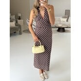 Jurk bruin polkadot | Isolde