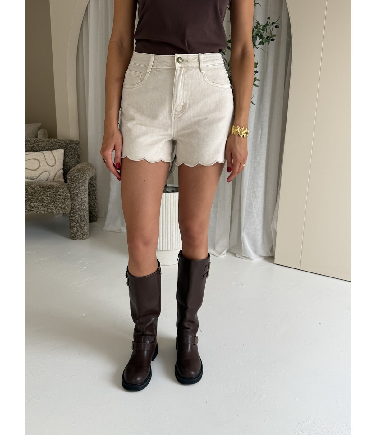 Short denim beige | Elodie