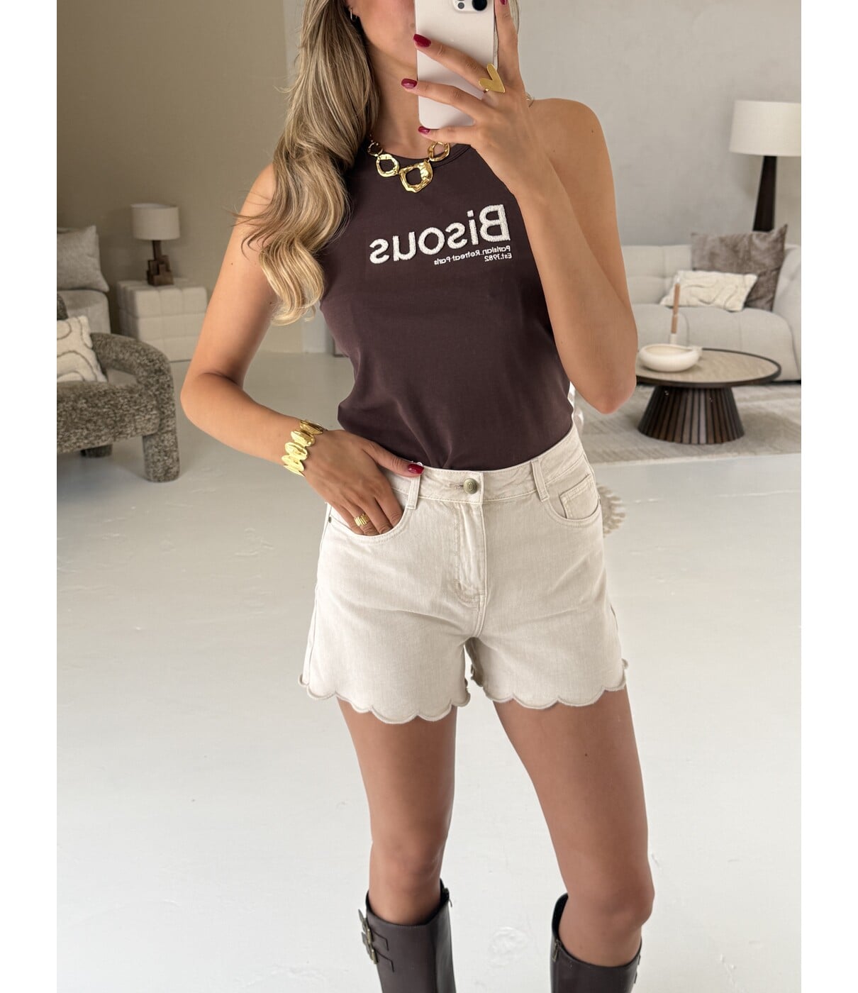 Tank top bruin | Bisous