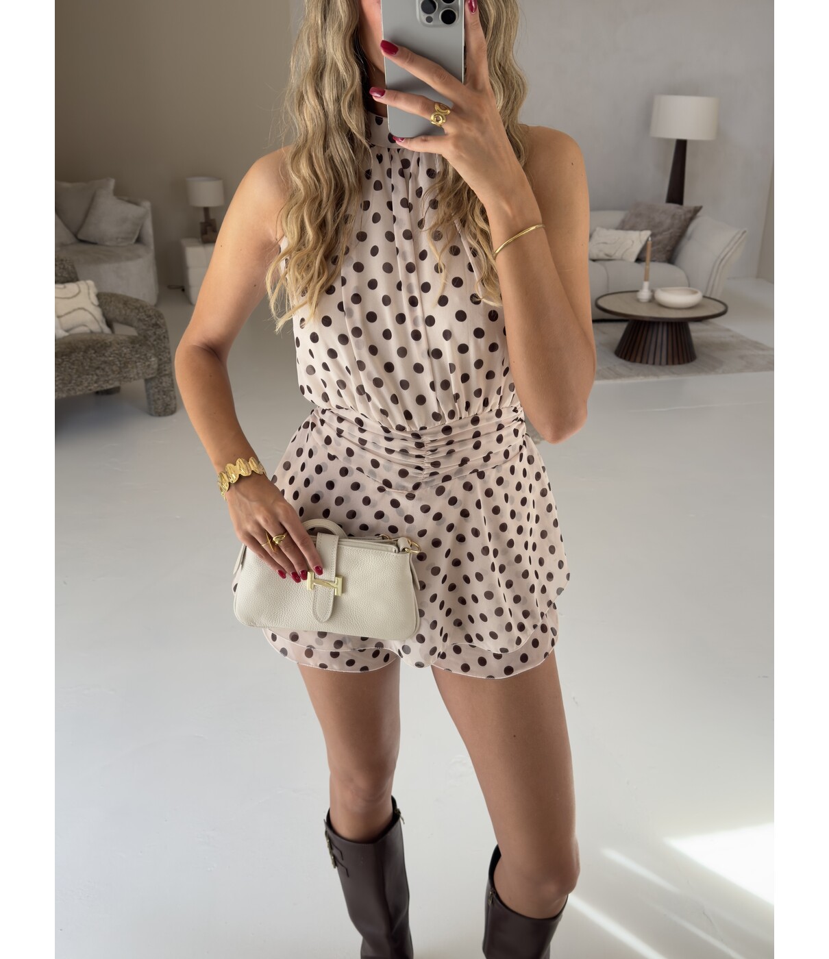 Playsuit beige polkadot | Minke