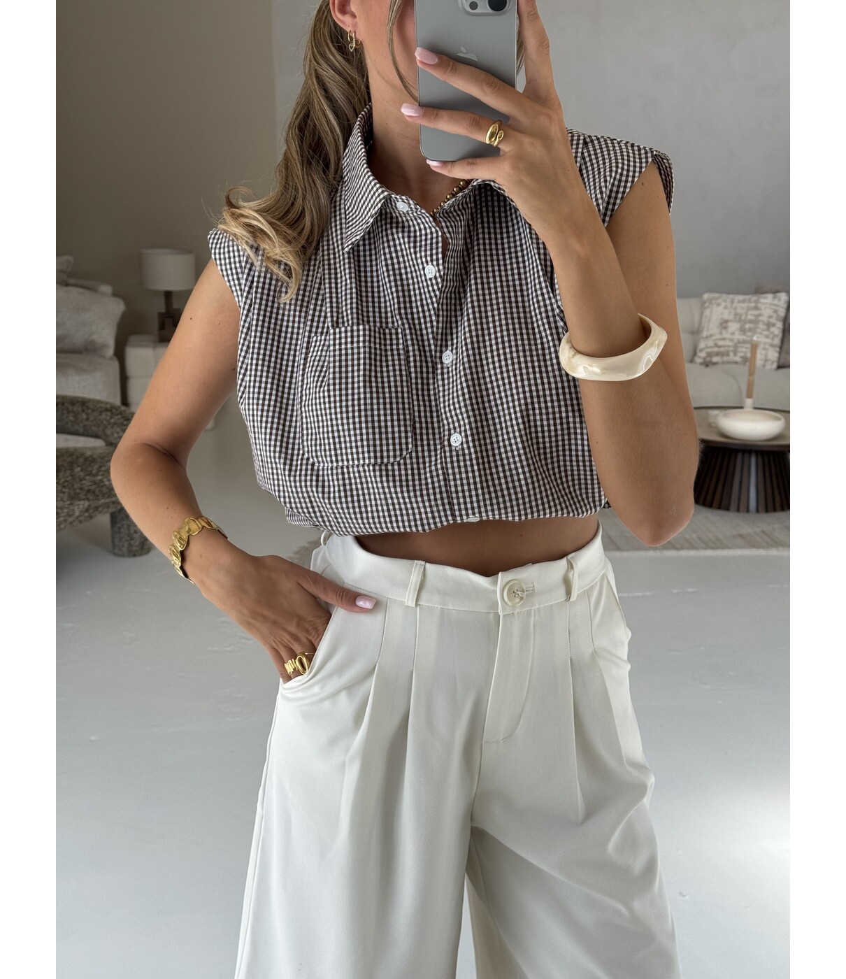 Top geruit bruin | Eloise