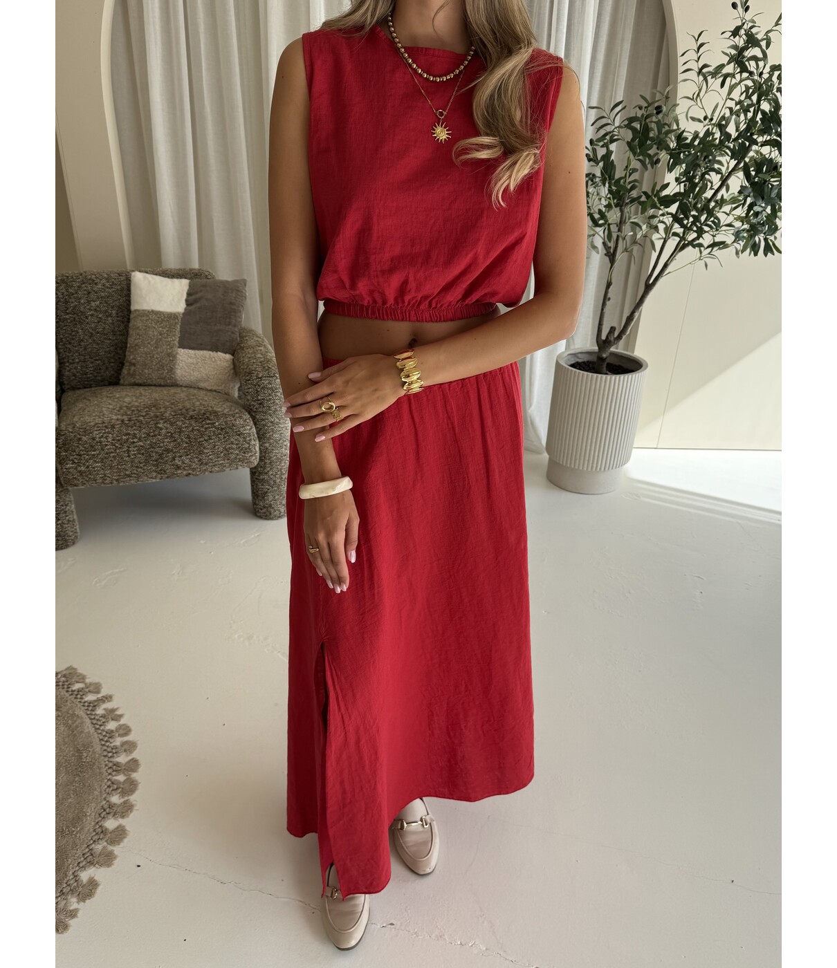 Set linnen rood | Stefanie