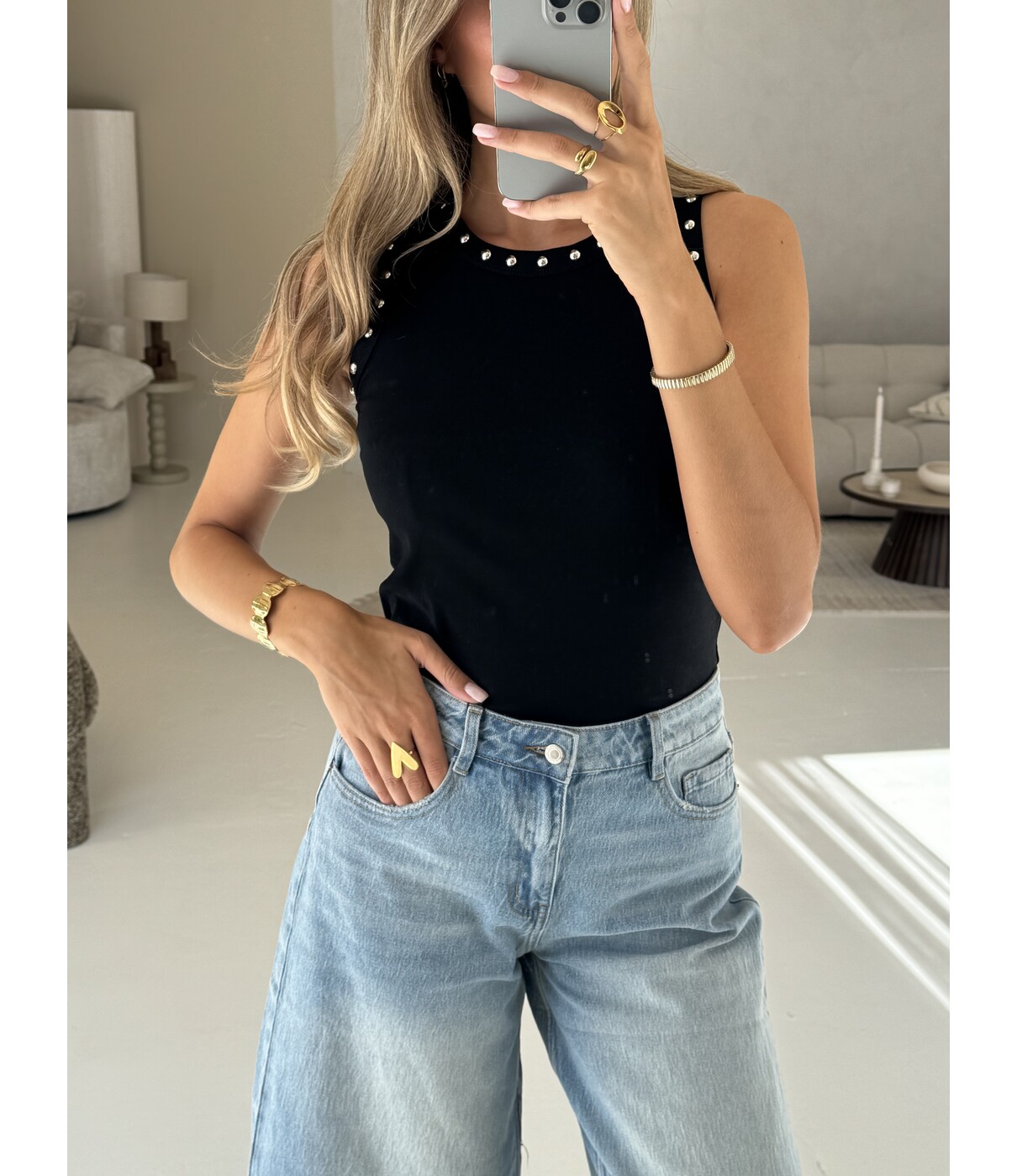 Tanktop zwart | Studs