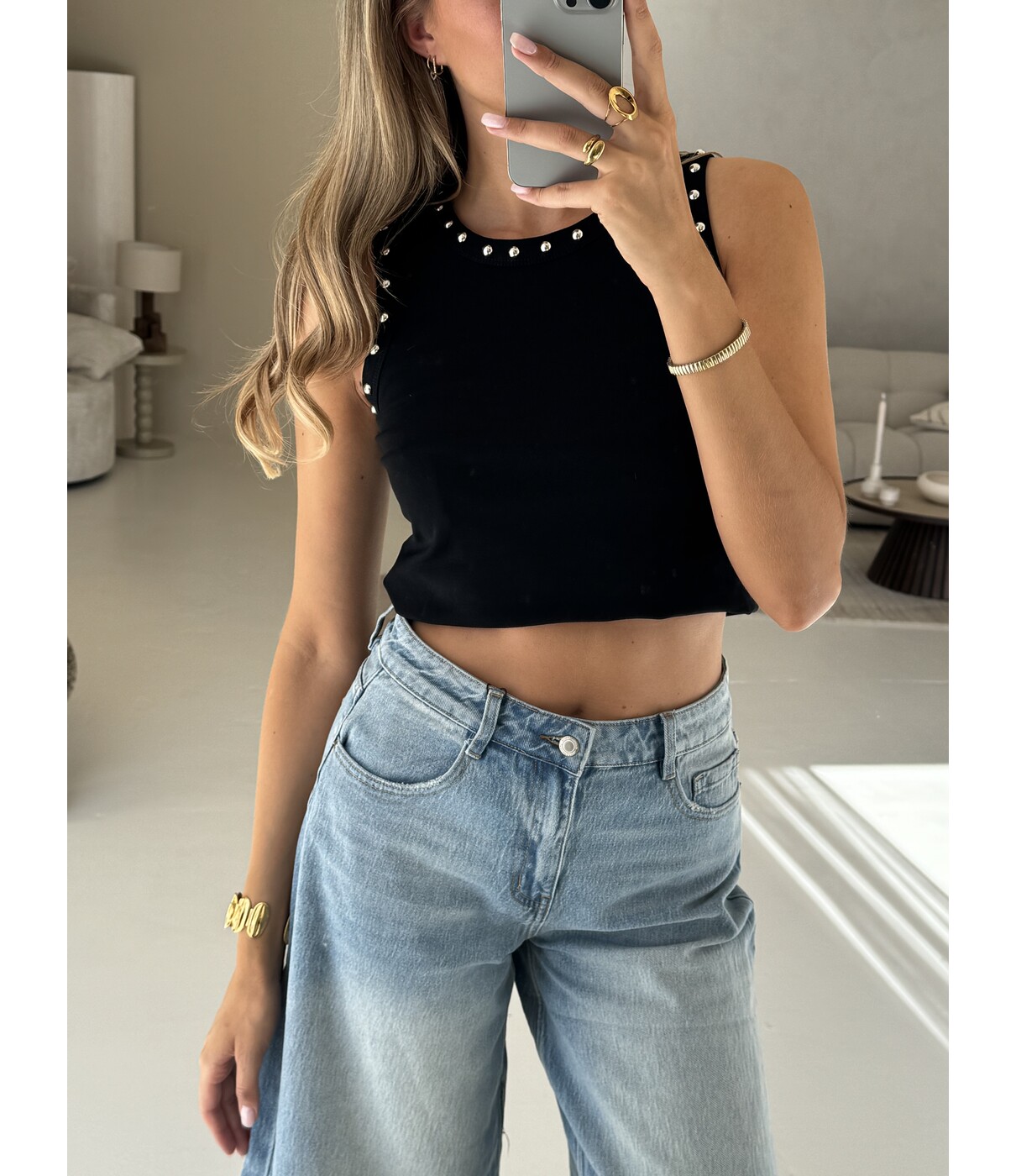 Tanktop zwart | Studs