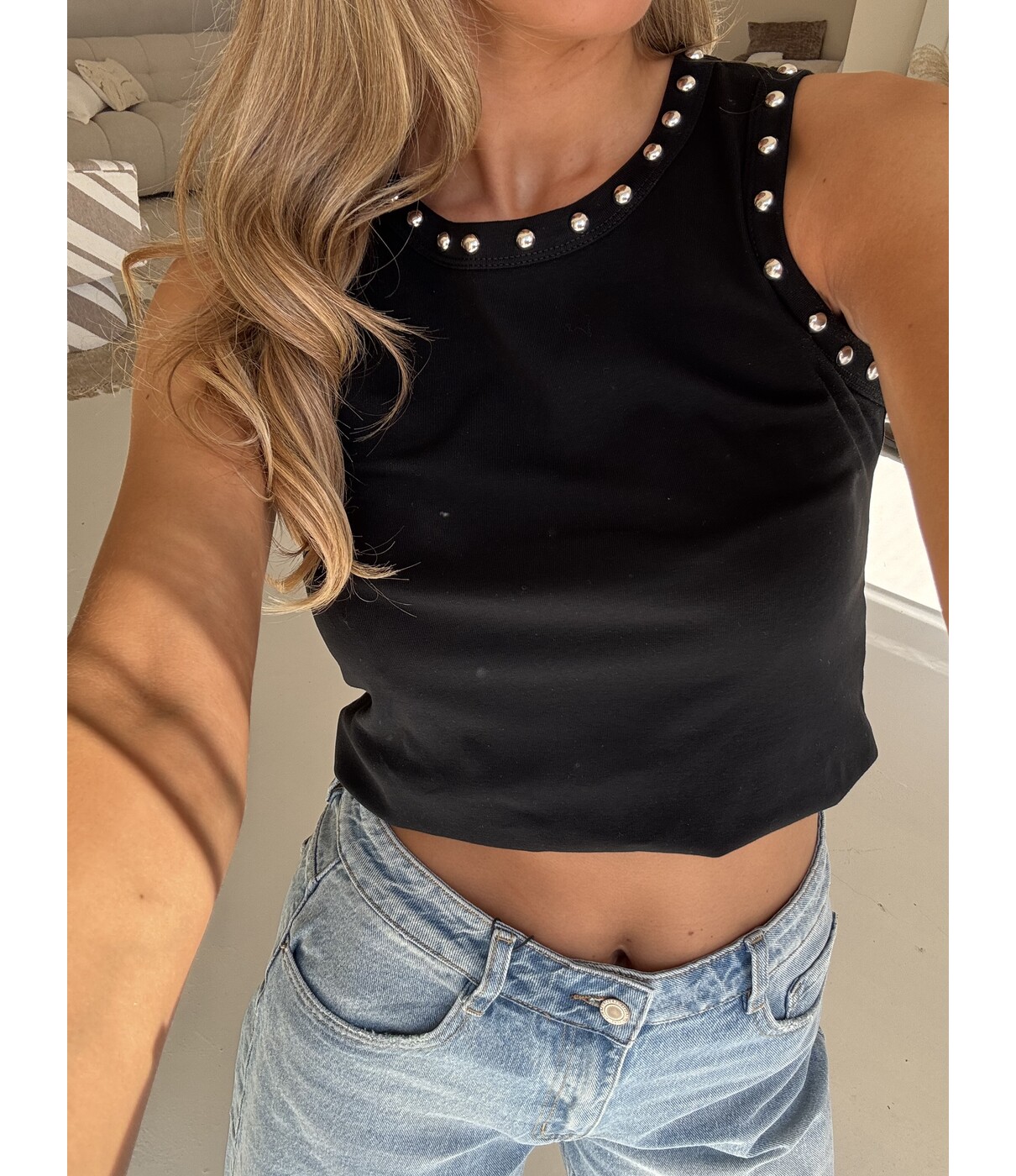 Tanktop zwart | Studs